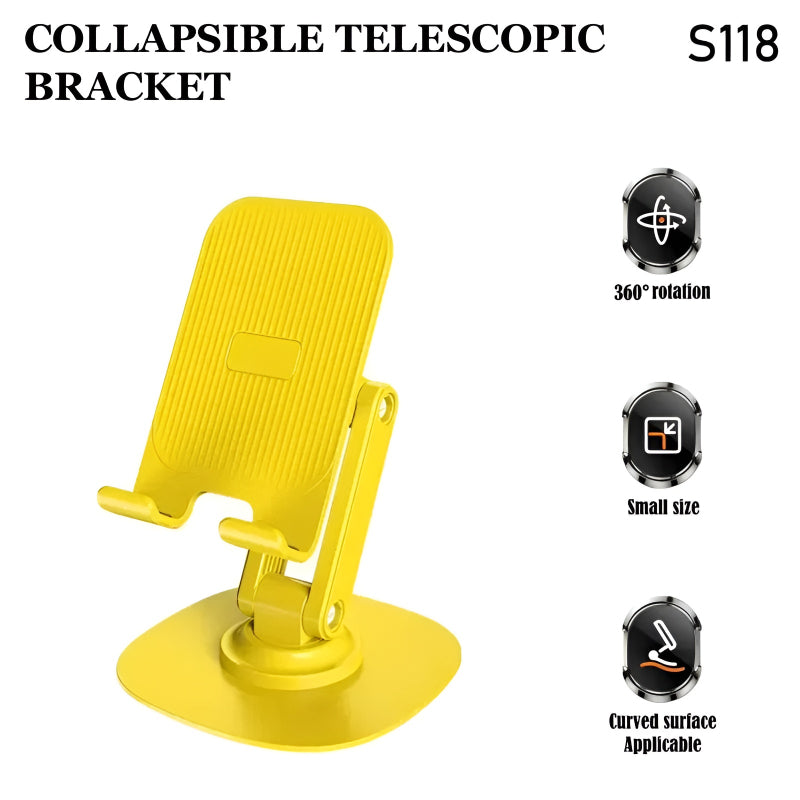 S118 Collapsible Telescopic Phone/Tablet Stand – 360° Rotation