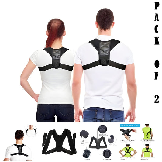 Pack Of 2 Posture Corrector Adjustable Back And Shoulder Support Correction Belts